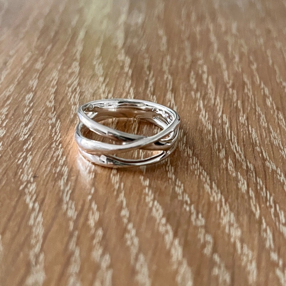 Monica Vinader Nura Crossover Ring Sterling Silver 925, Size 7.5 - Picture 6 of 6